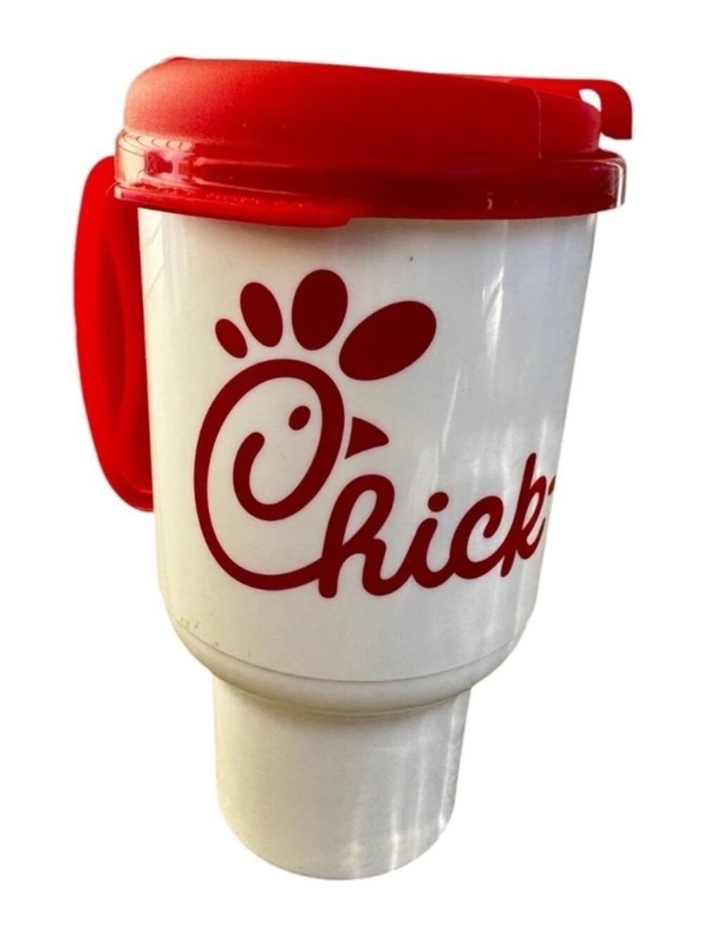 Chick-fil-A 20 Oz Travel Mug Cup with Lid and Handle White Red Logo Insulated